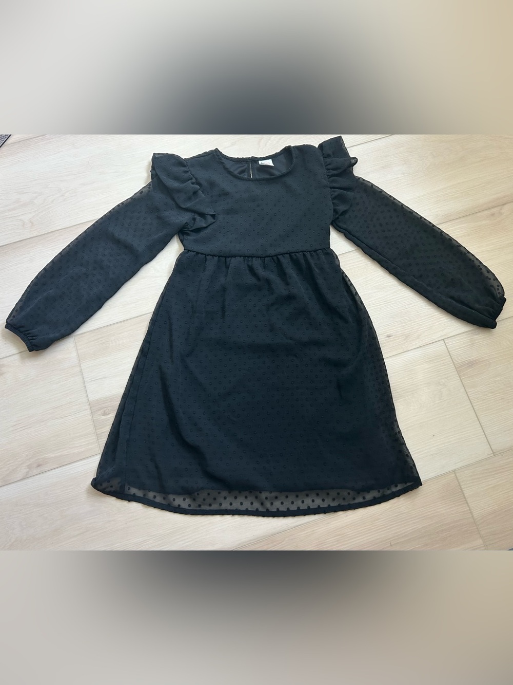 Girls long sleeve Swiss dot dress - M (7/8)